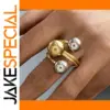 Bold Stainless Steel Adjustable Ring with Beads