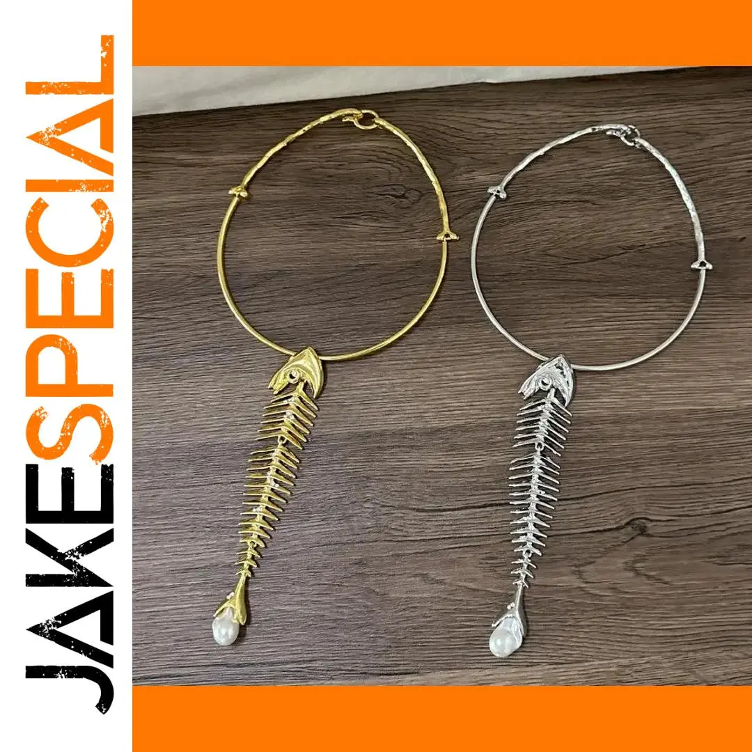 Fish Bone Pendant Necklace in Gold or Silver 1 Fish Bone Pendant Necklace in Gold or Silver