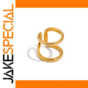 Stainless Steel Gold Double-Loop Ring Model JDR2401016