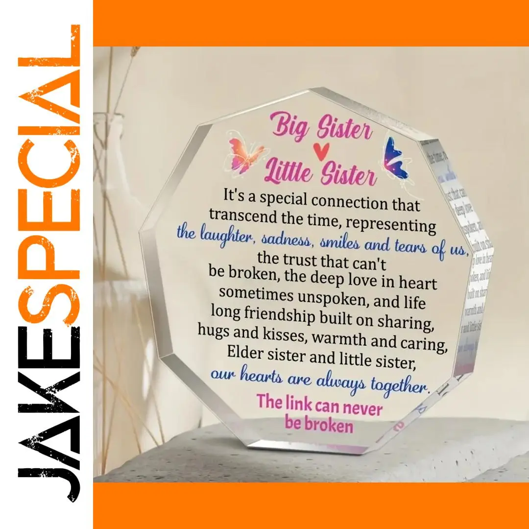 Acrylic Sister Bond Plaque with Butterfly Designs 1 Acrylic Sister Bond Plaque with Butterfly Designs