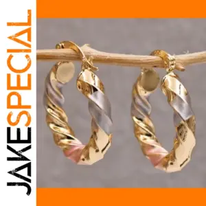 Two-Tone Silver Hoop Earrings with Spiral Pattern