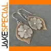 Vintage Floral Drop Earrings in Bronze & Silver