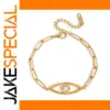Elegant Gold-Finish Stainless Steel Evil Eye Bracelet