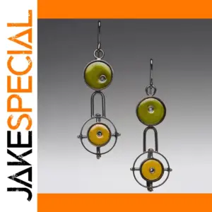 Vintage Silver Drop Earrings with Yellow Stones