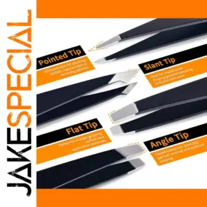 Stainless Steel Eyebrow Tweezer Set with Case