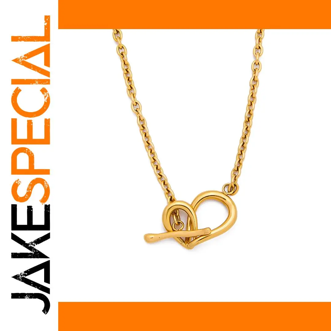 Elegant Stainless Steel Gold-Color Heart Necklace 1 Elegant Stainless Steel Gold-Color Heart Necklace