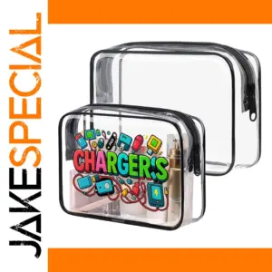 Transparent Charger Pattern Cosmetic Bag in Multiple Sizes