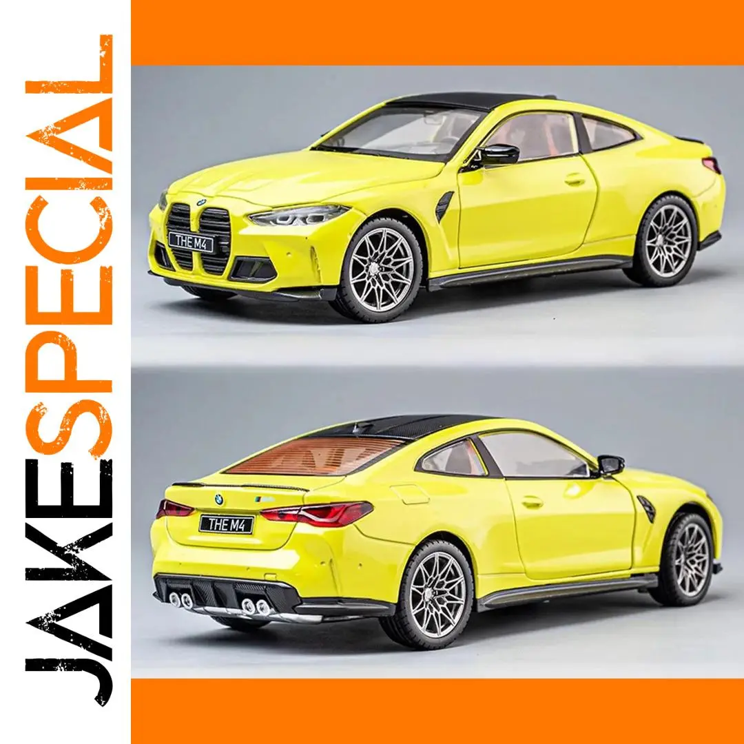Yellow BMW M4 G82 1:23 Scale Model Car 1 Yellow BMW M4 G82 1:23 Scale Model Car