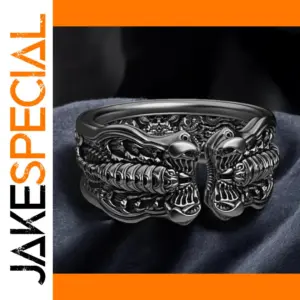 Bold Men's Geometric Cocktail Ring with Black Zircon