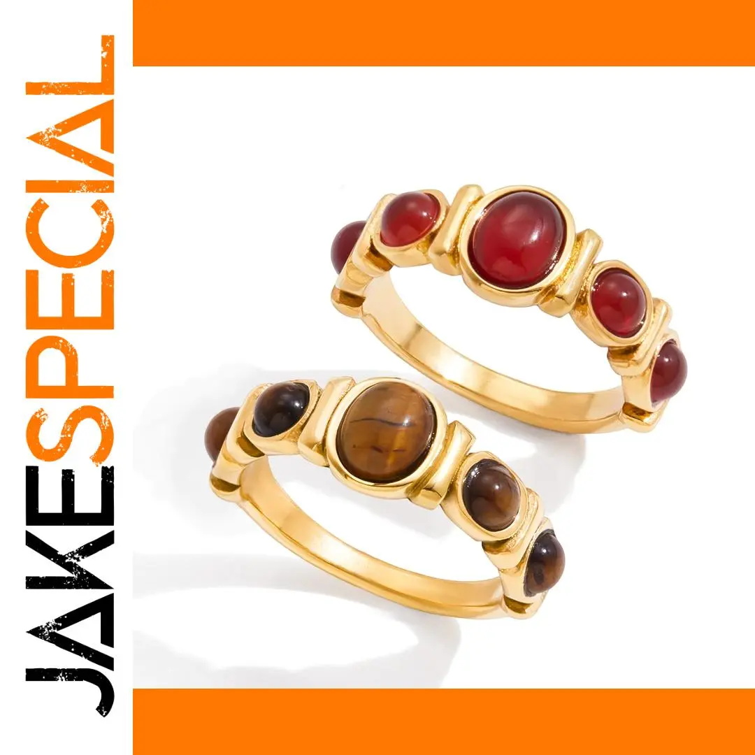 Vintage Stainless Steel Women's Ring with Gemstones 1 Vintage Stainless Steel Women's Ring with Gemstones