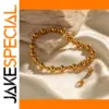 Stainless Steel Gold Beaded Women's Bracelet
