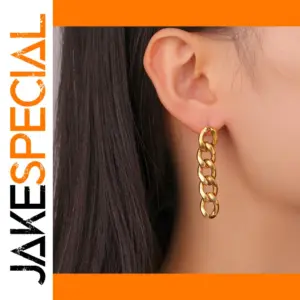 Long Cuban Chain Earrings for Women