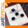 Vintage Blue Zirconia Jewelry Set with Silver