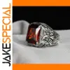 Vintage Men's Ring with Red Zircon