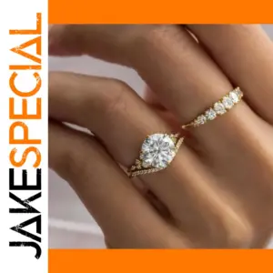 Gold-Colored Round Ring Set for Women