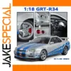 Silver Nissan Skyline GTR-R34 Diecast Model 1:18 Scale