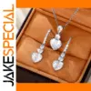 Elegant Silver Heart Necklace and Earrings Set