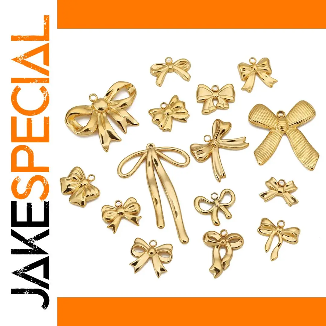 Stainless Steel Bow Knot Charms Set of 5 1 Stainless Steel Bow Knot Charms Set of 5