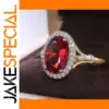 Elegant Red Cubic Zirconia Ring for Women