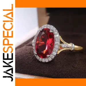 Elegant Red Cubic Zirconia Ring for Women