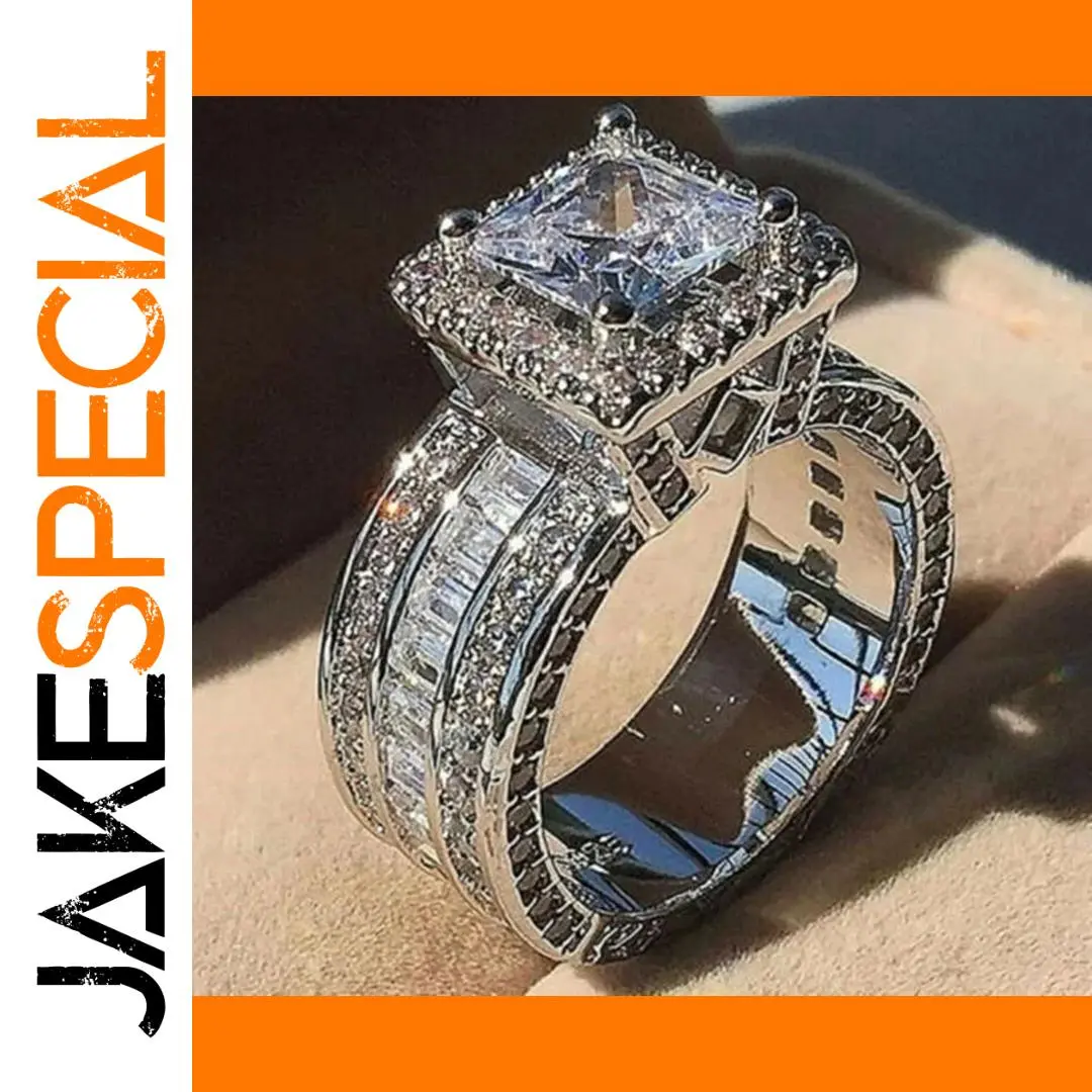 Silver Geometric Zircon Ring US 5-12 1 Silver Geometric Zircon Ring US 5-12