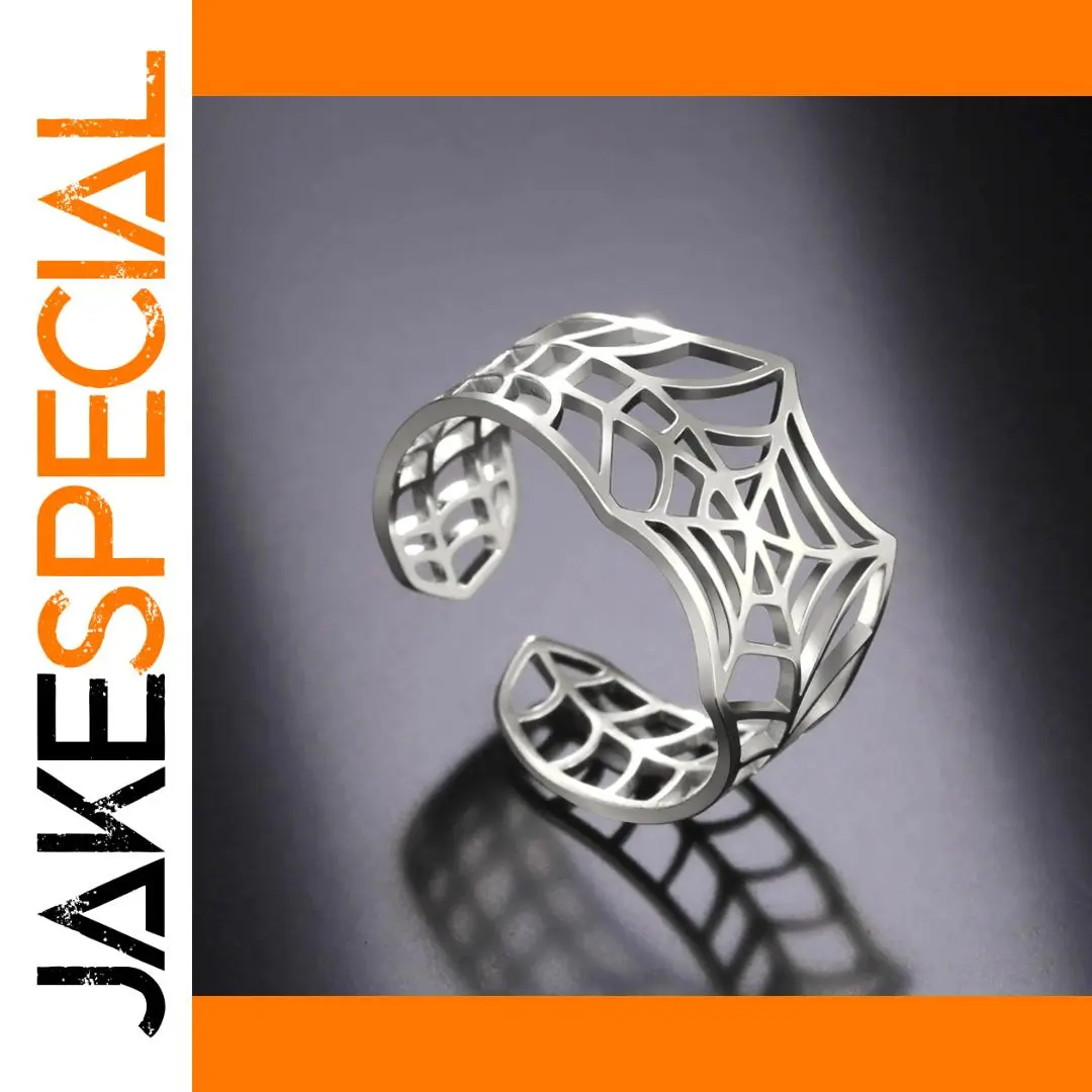 Stainless Steel Web Ring with Gold Plating 1 Stainless Steel Web Ring with Gold Plating