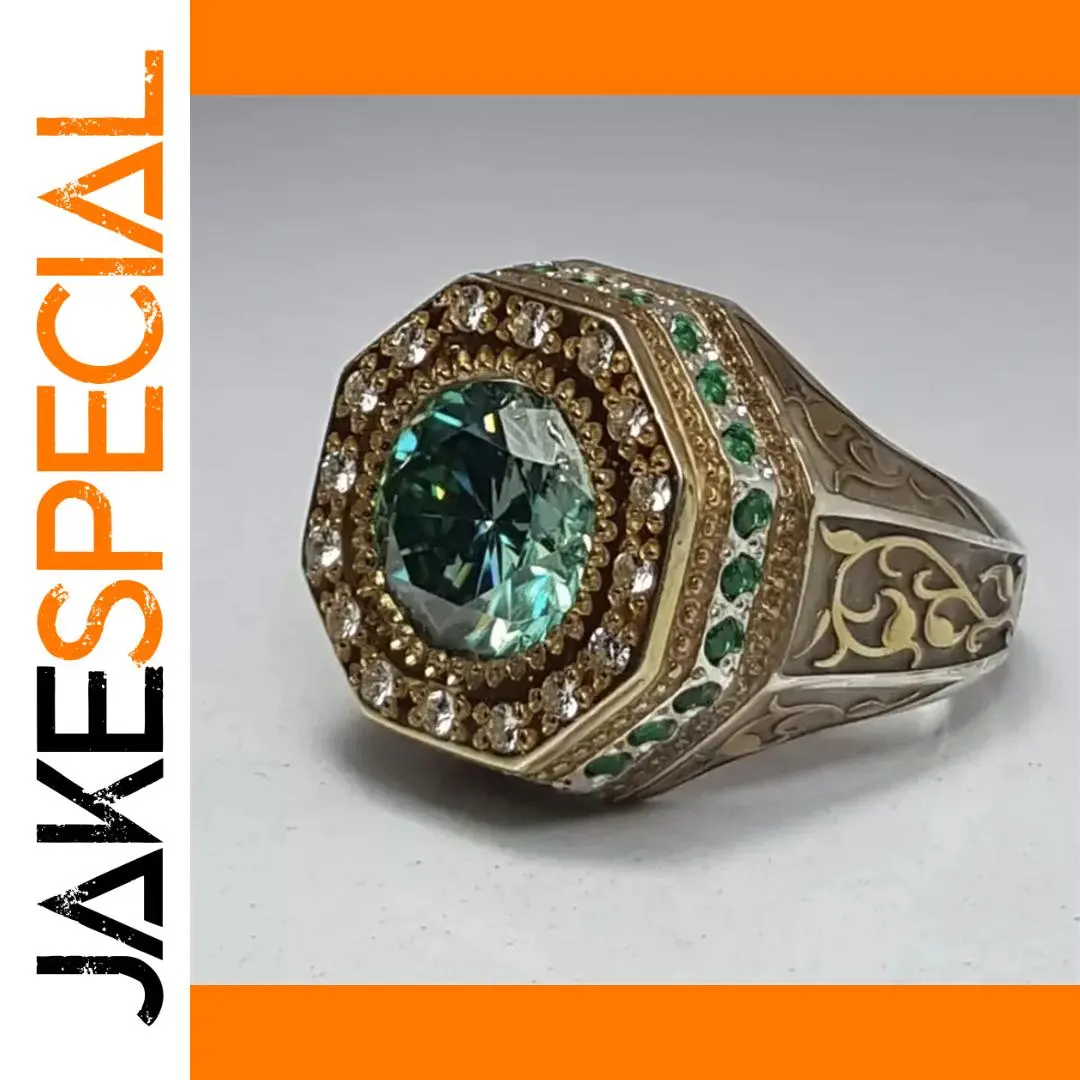 Vintage Men's Green Zircon Ring by NovoPublic 1 Vintage Men's Green Zircon Ring by NovoPublic