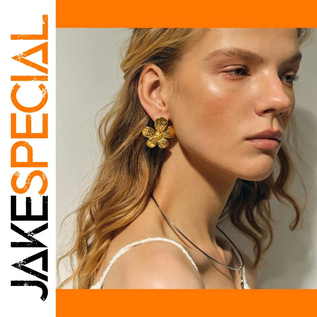 Stainless Steel Gold Floral Earring for Women 1 Stainless Steel Gold Floral Earring for Women