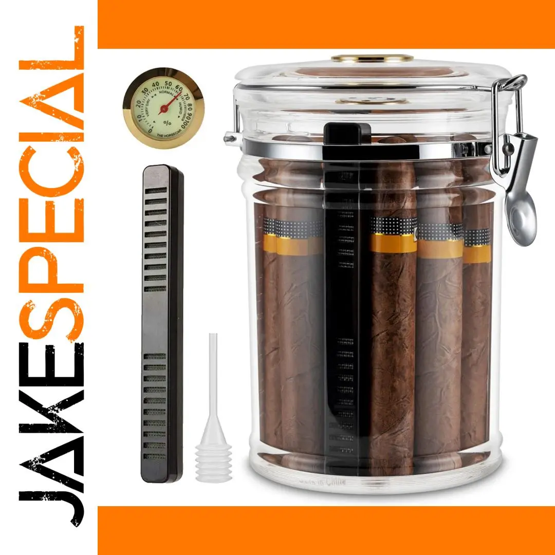 Portable Acrylic Cigar Humidor with Hygrometer 1 Portable Acrylic Cigar Humidor with Hygrometer