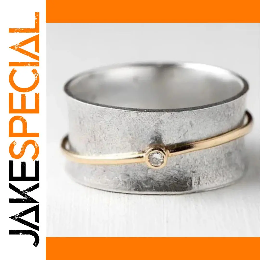 Vintage Silver and Gold Geometric Ring Women's Jewelry 1 Vintage Silver and Gold Geometric Ring Women's Jewelry