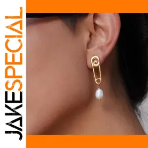 Stainless Steel Geometric Pearl Earrings