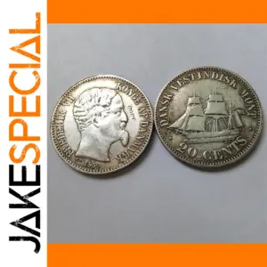 Vintage Danish West Indies 20 Cent Coin Replica