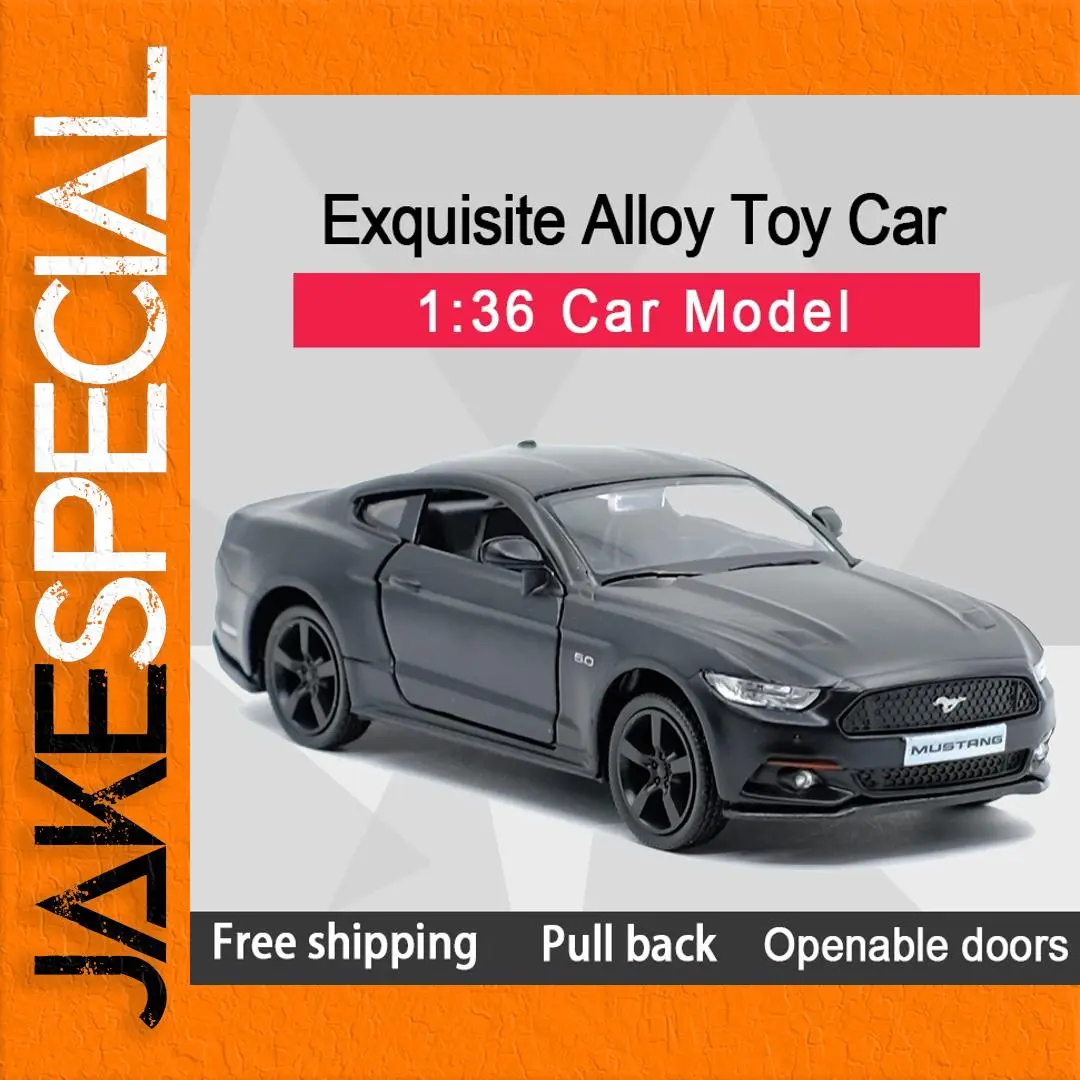 Matte Black Ford Mustang 1:36 Diecast Model 1 Matte Black Ford Mustang 1:36 Diecast Model