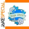 Book Lover Floral Enamel Pin for Readers