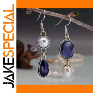 Retro Ethnic Blue Purple Drop Earrings for Women