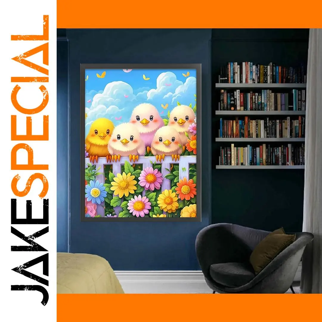 Whimsical Pastel Chick Wall Art with Metal Frame 1 Whimsical Pastel Chick Wall Art with Metal Frame