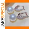 Vintage White Pearl Drop Earrings with Zircon Accents