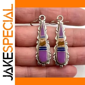 Vintage Silver Waterdrop Earrings with Purple Stone