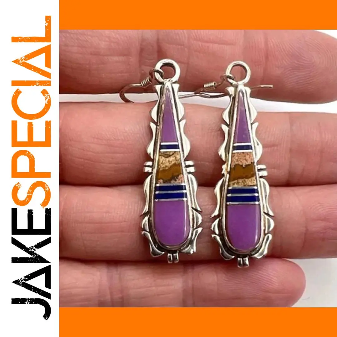 Vintage Silver Waterdrop Earrings with Purple Stone 1 Vintage Silver Waterdrop Earrings with Purple Stone