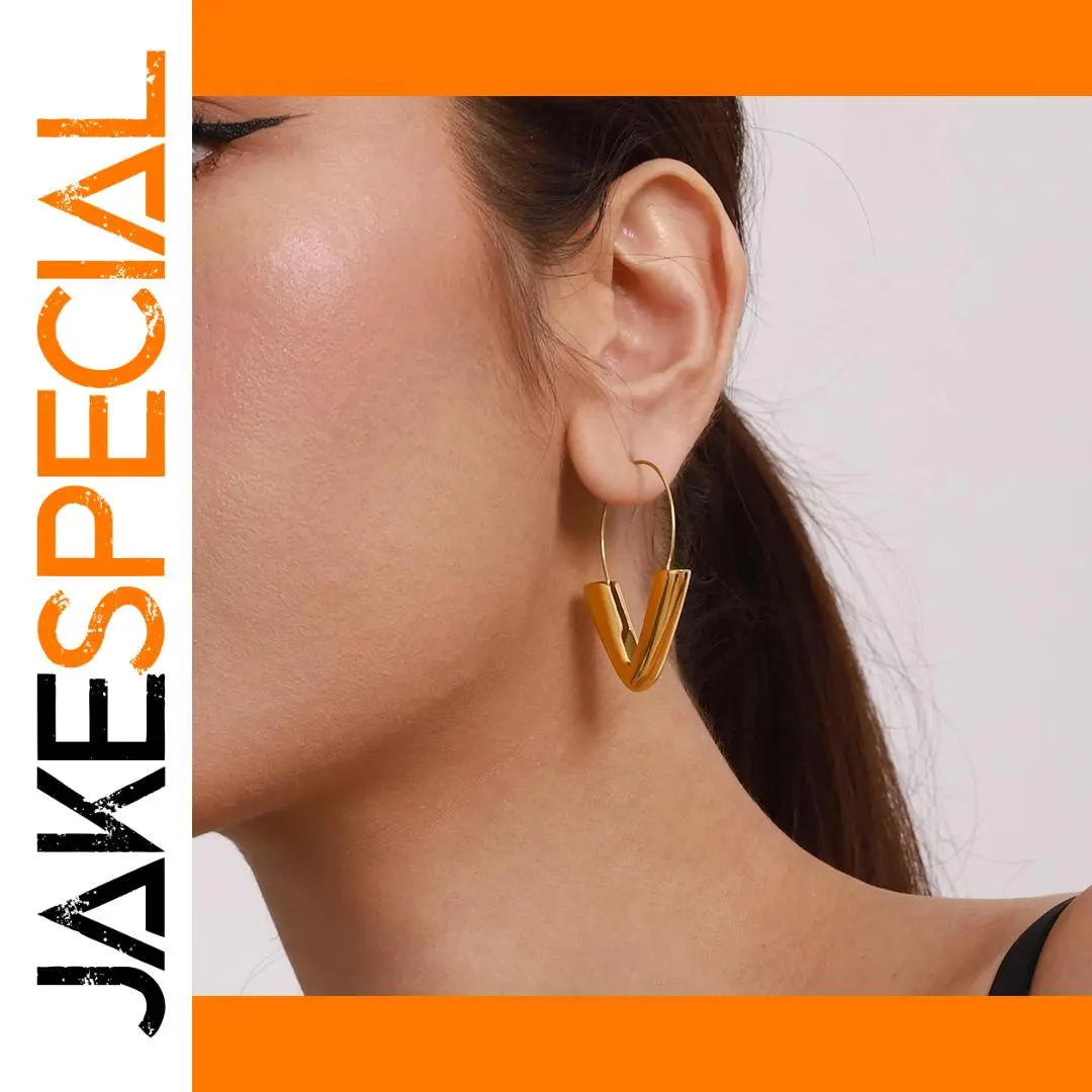 Stainless Steel Gold Triangular Earrings 1 Stainless Steel Gold Triangular Earrings