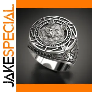 Vintage Wolf Head Ring for Men