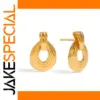 Gold-Toned Stainless Steel Teardrop Earring