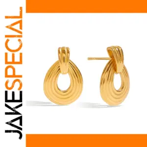 Gold-Toned Stainless Steel Teardrop Earring