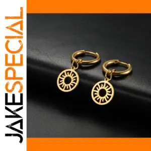 Sun Totem Stainless Steel Drop Earrings
