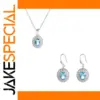 Sterling Silver Jewelry Set with Zircon Gemstones