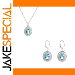 Sterling Silver Jewelry Set with Zircon Gemstones
