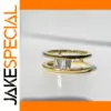 Gold Geometric Zircon Ring for Women