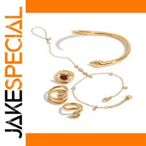 Unisex Stainless Steel Gold-Tone Jewelry Set