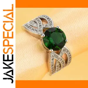 Vintage Green Gemstone Silver Ring