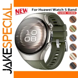 Leather Silicone Strap for Huawei Watch 5 (42mm & 46mm)